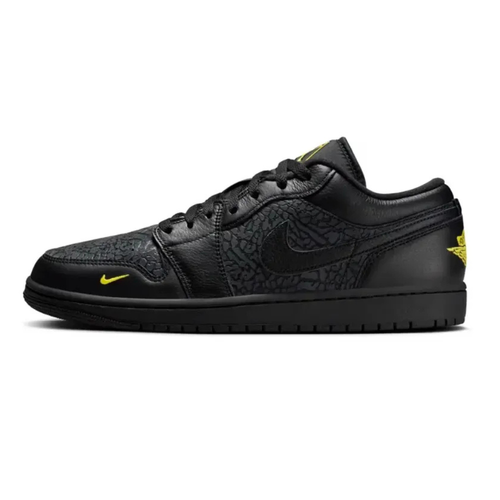 Tênis Air Jordan 1 Low Elephant Print Black Yellow